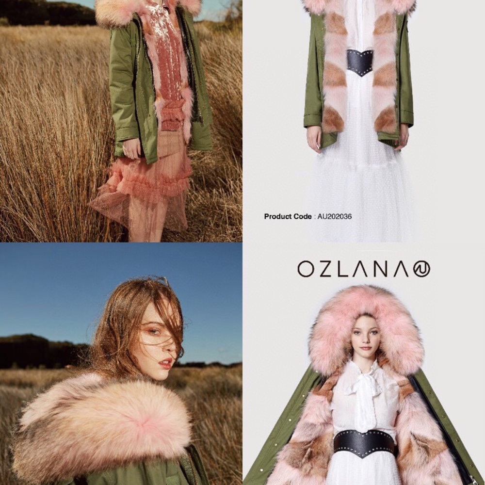 Ozlana Green Puffer with Pink Fur Trim